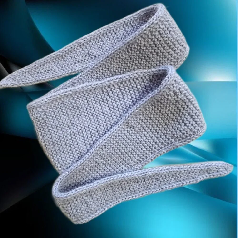 Sophie Scarf Handmade Blue Knit 100% Alpaca Scarf French Style Mini Wrap